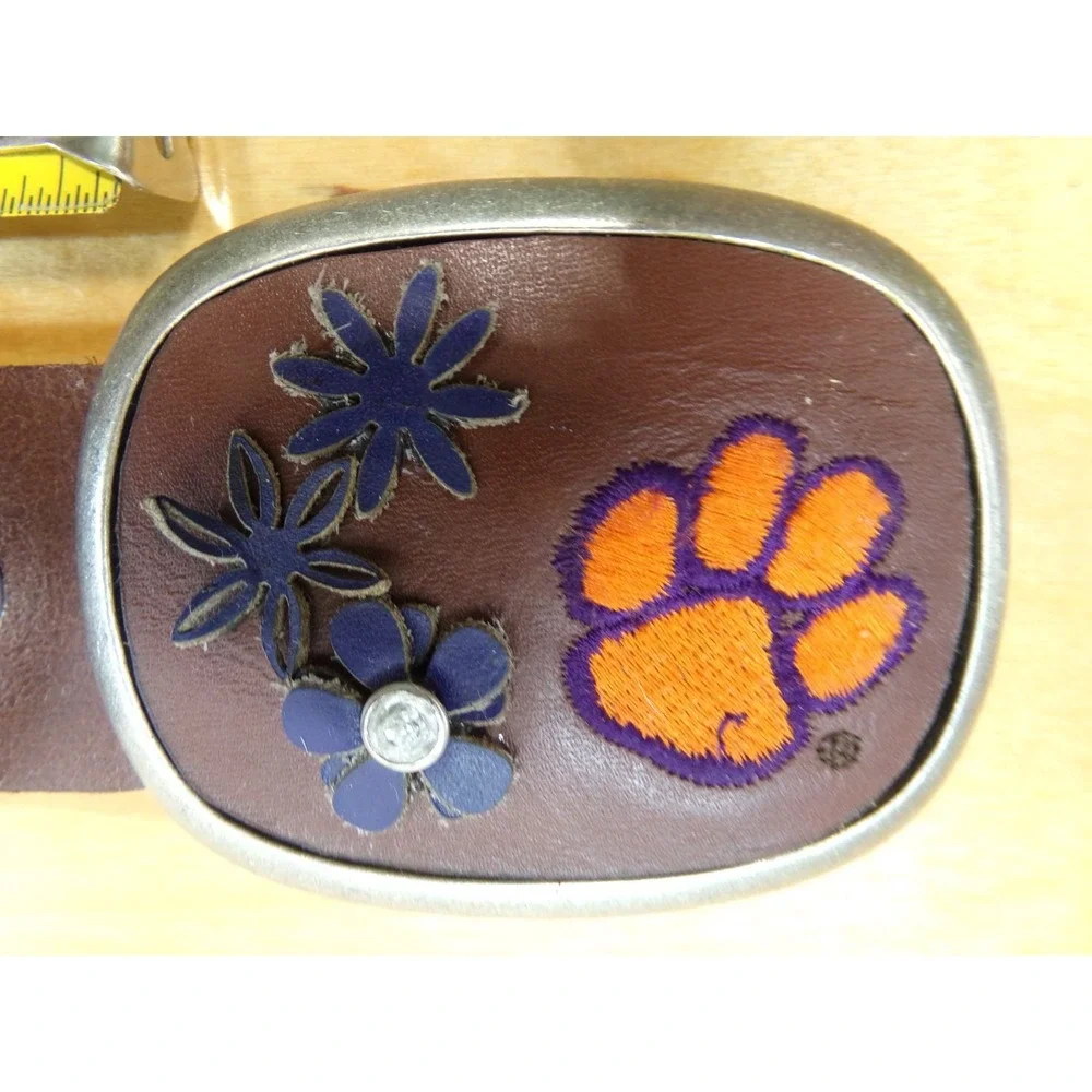 Legacy Brown‎ Leather Belt Size L with NCAA Clemson University Tiger Paw Buckle